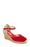 Toni Pons Lloret 5 Suede Ankle Strap Wedge - Atterley In Red