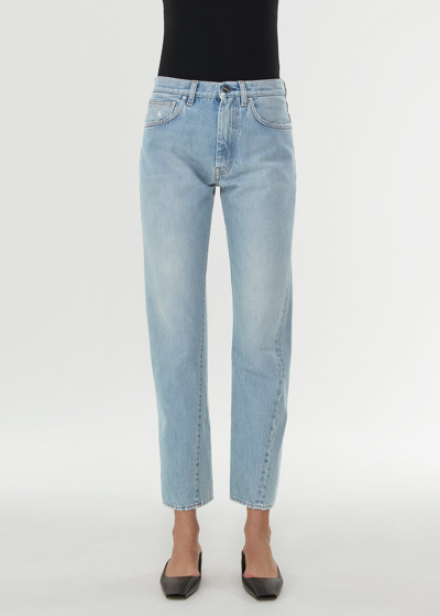 Totême Twisted Seam Denim Light Blue Wash In 485 Worn Blue