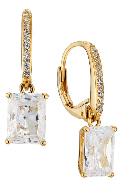 Nadri Modern Luv Emerald Cut Cubic Zirconia Drop Earrings In Gold