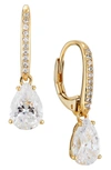 Nadri Modern Love Pave & Pear Shape Cubic Zirconia Drop Earrings In Gold