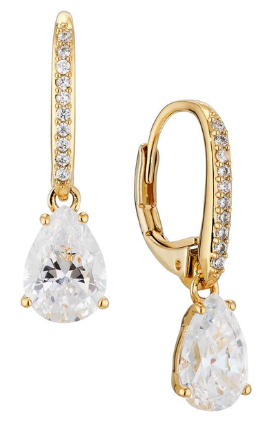 Nadri Modern Love Pave & Pear Shape Cubic Zirconia Drop Earrings In Gold