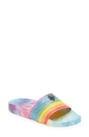 Kurt Geiger Rainbow Stripe-print Open-toe Slides In Multi