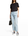 Majestic Lyocell Cotton Semi-relaxed Short-sleeve Crewneck Tee In Marine