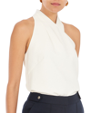 Milly Preston Cady Asymmetric Halter Top In Ecru