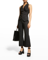 Ganni Pinstripe Cropped Bootcut Pants In Black