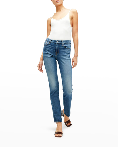 7 For All Mankind Kimmie Mid Rise Straight Leg Jeans In Slim Illusion Luxe Love Story