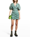 Ganni S Penchant For Flowers Represented In This Organza Dress With Jacquard Motif In Myrtle