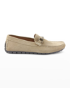 Bruno Magli Men's Xander Horse-bit Strap Leather Drivers In Taupe Suede