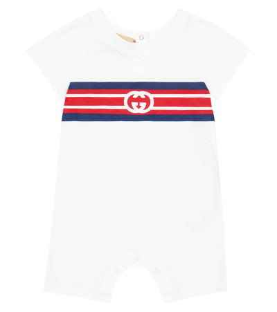 Gucci Baby Printed Cotton Bodysuit In Bianco