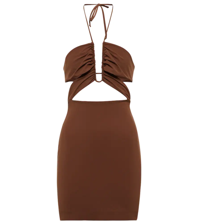 Nensi Dojaka Halterneck Minidress In Brown