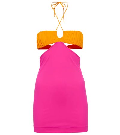 Nensi Dojaka Cutout Cotton Minidress In Pink Orange