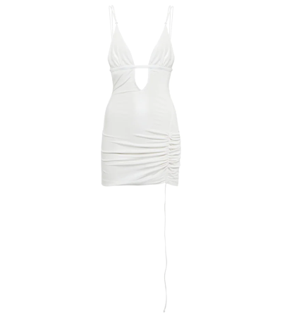 Nensi Dojaka Cutout Ruched Minidress In Glossy White