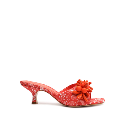 Schutz Dethalia Beads & Fabric Sandal In Coral