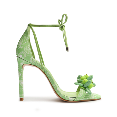 Schutz Tasha Bead Ankle-tie Stiletto Sandals In Lime Green