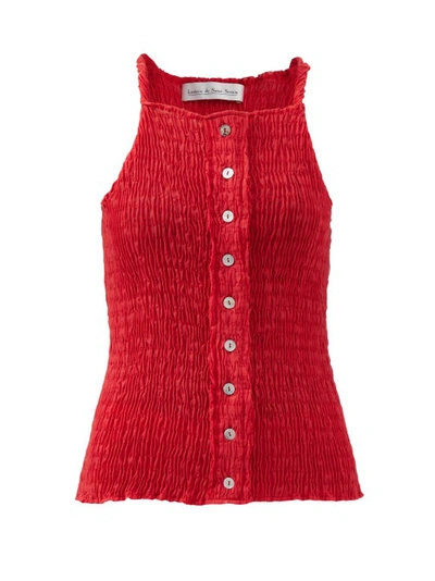 Ludovic De Saint Sernin Smocked Cotton-blend Tank Top In Red