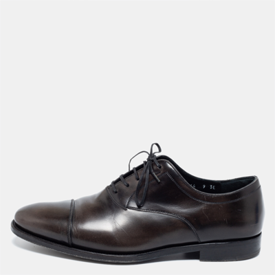 Pre-owned Ferragamo Two Tone Leather Aiden Oxfords Size 43 In Black