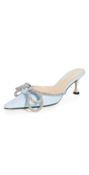 MACH & MACH BABY BLUE GLITTER DOUBLE BOW MULES