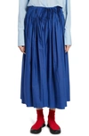 The Row Ruth Pleated High Waist Cotton Midi Skirt In Blue