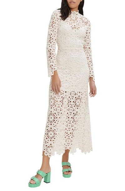 Maje Rozim Crocheted Cotton-blend Midi Dress In Ecru