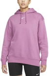 Nike Sportswear Collection Essentials Oversized Fleece Hoodie In Light Bordeaux/ White