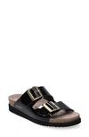 Mephisto Hester Slide Sandal In Black Vernis