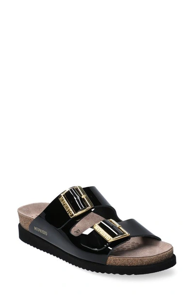 Mephisto Hester Slide Sandal In Black Vernis
