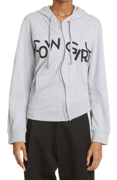 Vaquera Twisted Zip Cotton Graphic Hoodie In Foam | ModeSens