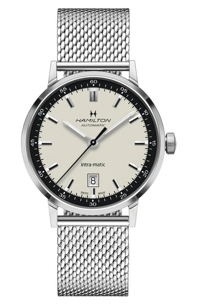 Hamilton Men's Swiss Intra-matic Stainless Steel Mesh Bracelet Watch 40mm In White