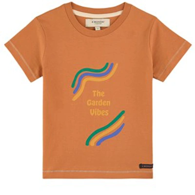 A Monday In Copenhagen Kids' Garden Graphic T-shirt Apricot Buff In Orange