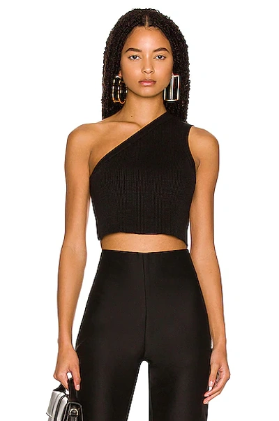 Jacquemus La Maille Ascu Asymmetric Knitted Crop Top In Black
