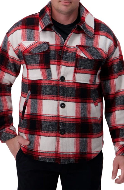 Haggar Buffalo Plaid Check Shirt Jacket In Red