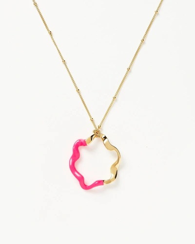 Missoma Squiggle Two Tone Enamel Pendant Necklace 18ct Gold Plated Vermeil/hot Pink