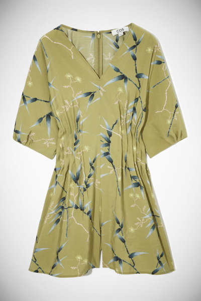 Cos V-neck Printed Playsuit In Green