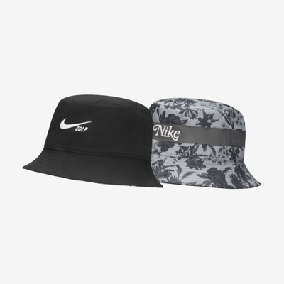 Nike Dri-fit Reversible Golf Bucket Hat In Black,summit White