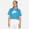 Nike Sportswear Essential Women's Cropped Logo T-shirt In Laser Blue,white