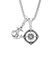 Anthony Jacobs Men's Stainless Steel Anchor & Compass Pendant Necklace In Silver