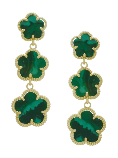 Jan-kou Women's Flower 14k Goldplated & Synthetic Emerald Drop Earrings