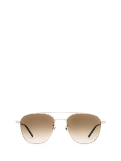 Saint Laurent Eyewear Round Frame Sunglasses In Silver