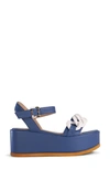 Beautiisoles Melanie Platform Sandal In Blue Leather
