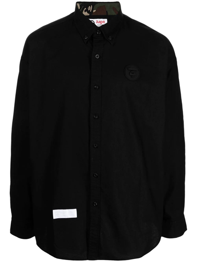 Aape By A Bathing Ape 标贴纽扣衬衫 In Black