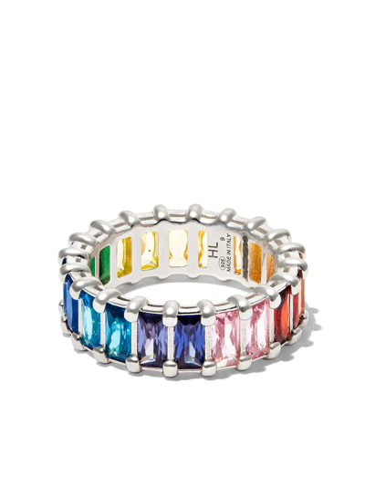 Hatton Labs Rainbow Baguette Eternity Ring 'solid Sterling Silver' In Multi-color