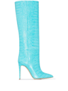 Paris Texas Crocodile-effect 105mm Stiletto Boots In Blau