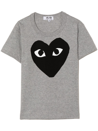 Comme Des Garçons Play Logo-print T-shirt In Grey