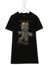 Philipp Plein Junior Teen Cotton Teddy-bear Print T-shirt In Schwarz