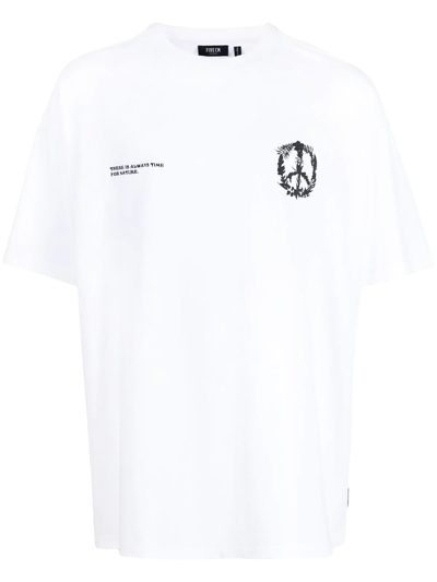 Five Cm Peace-sign Print T-shirt In White