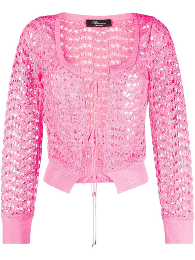 Blumarine Loose-knit Cardigan In Rosa
