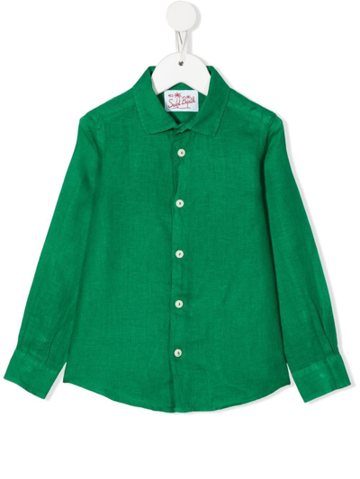 Mc2 Saint Barth Button-down Linen Shirt In Green