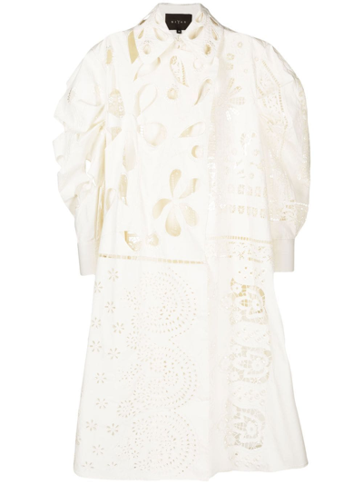 Biyan Floral Laser-cut Long Dress In White