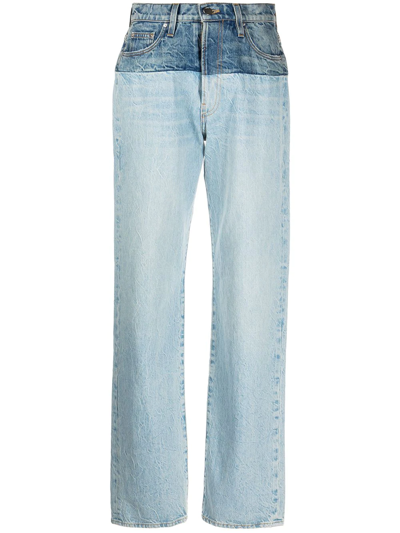 Amiri Hybrid Blue Panelled Wide-leg Jeans
