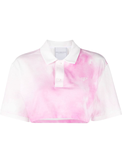 Philosophy Di Lorenzo Serafini Cropped Logo-print Polo Top In Light Pink